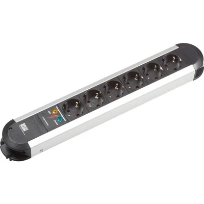 Afbeelding van Steckdosenleiste PRIMO ALU �SS, 6 fach, schwarz, 2,0m, ohne Schalter