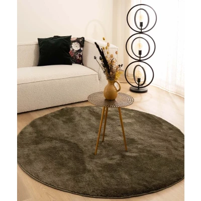 Afbeelding van Velours Vloerkleed Rond Flair Olijfgroen 300 Cm