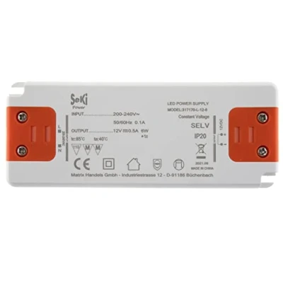 Afbeelding van SeKi LED voeding L 6 12 12V 0,5A 6W; driver transformator transformator, wit, watt (0,5 A)