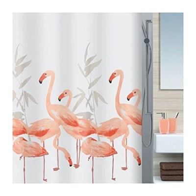 Afbeelding van Spirella Antischimmel douchegordijn &quot;Flamingo&quot;, antibacterieel, wasbaar, waterdicht, polyester, 120 x 200 cm