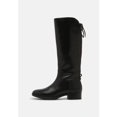 Afbeelding van Geox Felicity Veterlaarzen, Dames, Maat: 35, Black Leer en imitatieleer
