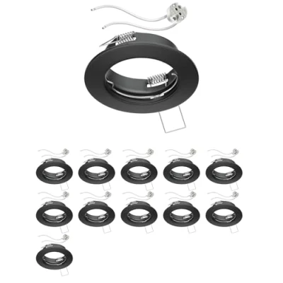 Afbeelding van ledscom.de 12 stuks Plafondmontageframe FERE Montageframe zwart mat (LED/Halogeen/MR16/50mm) incl. GU5.3 fitting