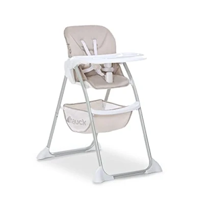 Afbeelding van Hauck 641088 Sit’n Fold, verstelbare kinderstoel vanaf 6 maanden, afneembaar in diepte verstelbaar blad, rugleuning, grote mand, inklapbare stoel voor peuters, beige