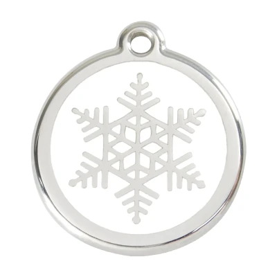 Afbeelding van Snowflake White roestvrijstalen hondenpenning large/groot dia. 3,8 cm RedDingo