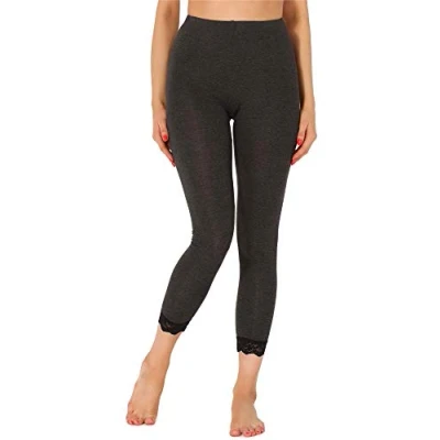 Afbeelding van Merry Style MS MS10 224 LE Dames Leggings met Kant Sport Vrijetijdsbroek 7/8 Lengte Viscose Donker Gemêleerd M