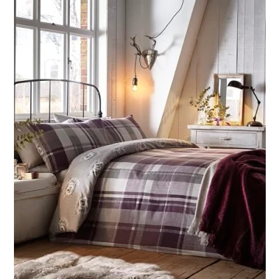 Afbeelding van Dreams en Drapes dekbedovertrekset, 100% katoen, pruim, dubbel
