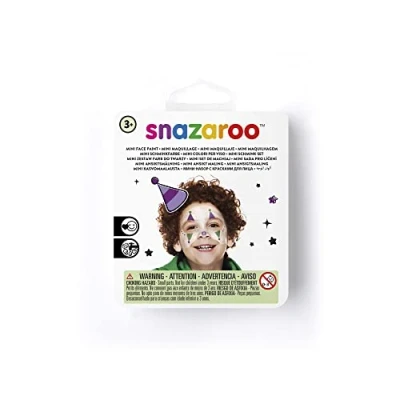 Afbeelding van Snazaroo 1172089 Mini Face Paint Nar 3 kleuren Set, Lila, Wit, Groen, 1 penseel, spons met instructies