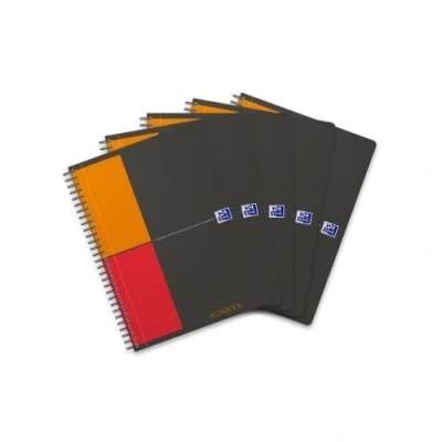 Afbeelding van Oxford Activebook International 5 pack B5 (tabletformaat) met 80 vellen geruit en een verplaatsbare plastic register documentenvak, grijs