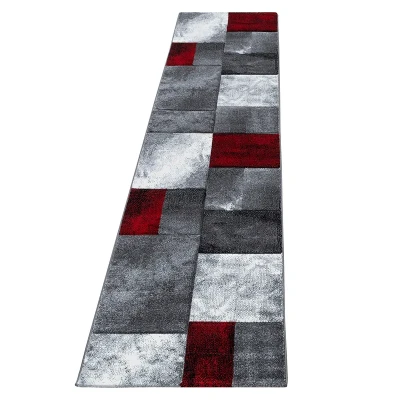 Afbeelding van Moderne loper Tetris Rood 1710 80x300cm Adana Carpets