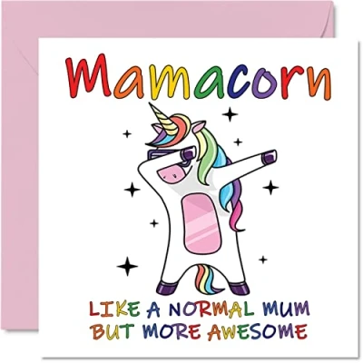 Afbeelding van Verjaardagskaarten voor mama mamacorn verjaardagskaart van dochter zoon, gelukkige verjaardag mama, mummie eenhoorn verjaardagskaart, 145 mm x seizoensgebonden Moederdag grappige