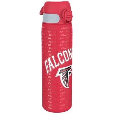 Afbeelding van ION8 Stalen Waterfles, 600 ml/20 oz, Lekvrij, Makkelijk te Openen, Veilige Vergrendeling, Vaatwasserbestendig, Hygiënische Flipcover, Draaggreep, Duurzaam, Reliëfprint, Ontwerp NFL Falcons Drinkfles