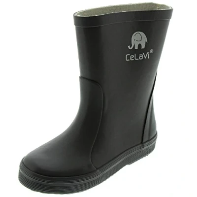 Afbeelding van Celavi Kinderen Unisex waterdichte rubberlaarzen, 100% natuurlijk rubber regenlaarzen, maat: 19, kleur: grijs, 1147