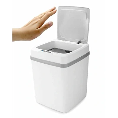 Afbeelding van QWORK® Automatische Sensor Prullenbak Touchless Bewegingssensor Met Deksel Soft Close Geen Ruis Vochtbestendig 12 L Wit