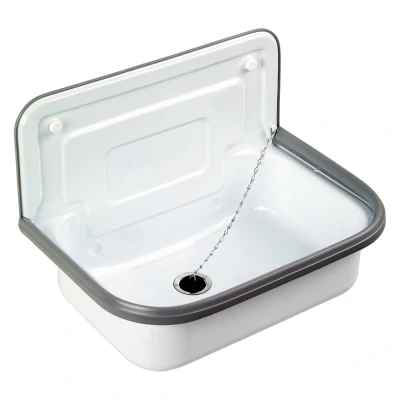 Afbeelding van Differnz uitstortgootsteen met afvoerstop 50x33cm wit
