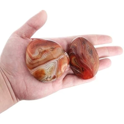 Afbeelding van Orientrea Sardonyx Palm Stone 2 stuks Pocket Energie Stone, Gladde Healing Crystal Worry (Sardonyx)
