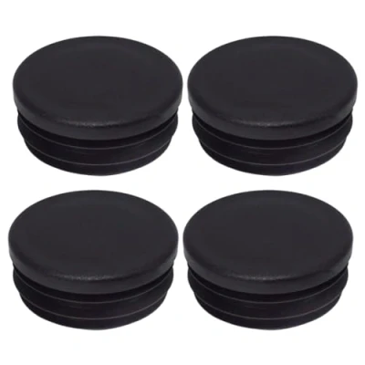 Afbeelding van SKIR&#039;CO (4 stuks) Ronde buisinzetstukken 55 mm, omheiningspaalstekkers, zwarte kunststof buiseindkappen, buispluggen, zwart RAL 9005
