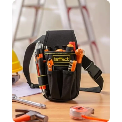 Afbeelding van BaffectCanvas Tool Pocket Pouch Belt Kleine Bag met verstelbare nylon riem Heavy Duty professionele heuptas voor elektriciens Technician Black