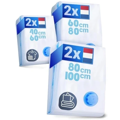 Afbeelding van SilverRack vacuümzakken set [6 stuks] in 3 maten (2x 40x60 cm / 2x 60x80 80x100 cm) Stofzuiger voor kleding en dekbedden Opslag