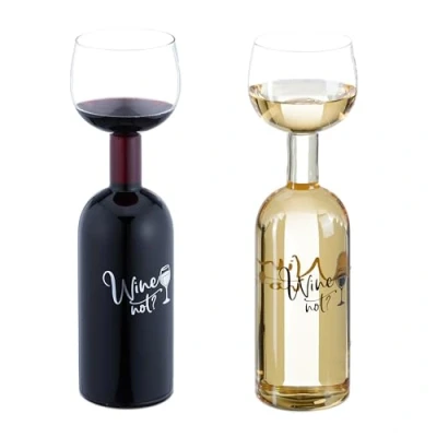 Afbeelding van Relaxdays wijnfles met glas 750 ml wijnglas en fles cadeau xl groot grappig