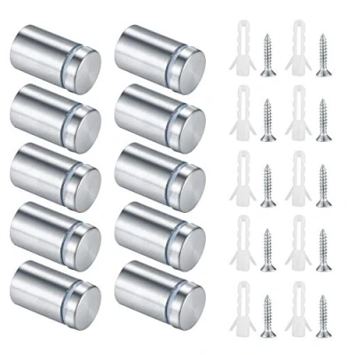 Afbeelding van PanBeiQiWEU 10 stuks bordenhouders afstandhouders voor wand, van roestvrij staal, reclame schroef glas staande houder glas, spiegels, spijkers displays zilver