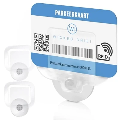 Afbeelding van Wicked Chili Set van 2 parkeervergunning autohouder voorruit met 30mm zuignap, kaarthouder, parkeerkaarthouder, parkeervergunninghouder, kaarthouder autoruit (Made in Germany) transparant, 2x