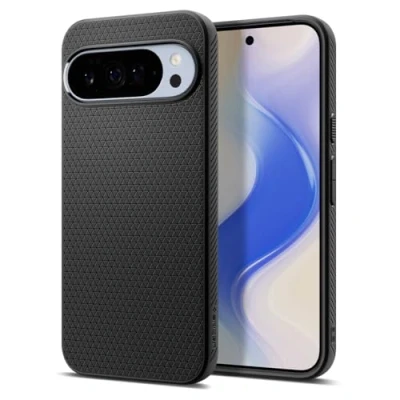 Afbeelding van Google Pixel 10 Pro Hoesje Siliconen en TPU (zacht) Spigen Softcase/Backcover Zwart Telefoonhoesje Shockproof/Valbescherming