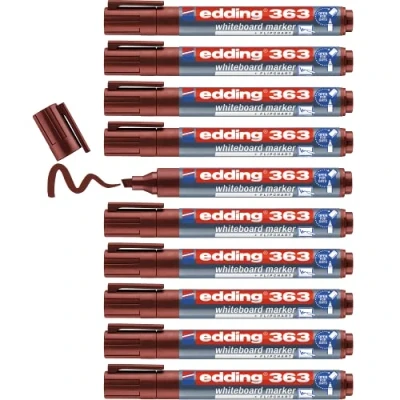 Afbeelding van edding 363 whiteboardmarker bruin 10 whiteboardstiften beitelpunt 1 5 mm boardmarker uitwisbaar voor whiteboard, flipchart, magneetbord, prikbord, memobord sketchnotes