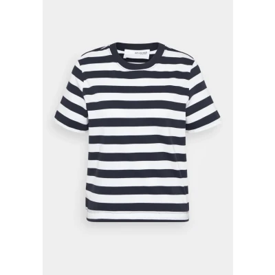 Afbeelding van Selected Femme Slfessential BOXY TEE Tshirt print, Dames, Maat: 38, Dark sapphire/bright white