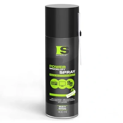 Afbeelding van 1 x 400 ml Spraytive Power persluchtspray/persluchtreiniger: met 10 cm sproeiverlenging, perslucht uit het blik Air Duster, reiniging van toetsenbord, pc/computer, PS5, Xbox, camera, made in Germany