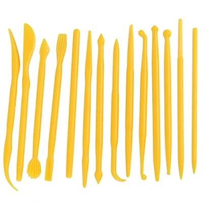 Afbeelding van 14 stuks klei gereedschapsset met kunststof koffer modellering keramische sculpting tools kits voor de vormgeving (geel), pottenbakkersgereedschap