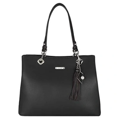 Afbeelding van David Jones Dames Handtas Hengseltas Large Shopper Tote Bag Zacht PU Leer Schoudertas Draagtas Lange Hengsels Veel Zakken Vakken Grote Capaciteit Mode Alledaags Zwart