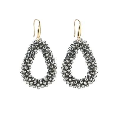 Afbeelding van Oorbellen Druppel Ovale Hanger Facet Kralen Crystal Beads Sparkling Feestdagen Luxe Goudkleurig Zilver