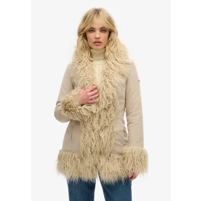 Afbeelding van Superdry Vrouwen Hippiejas met Voering van Imitatiebont Bruin Grootte: 44