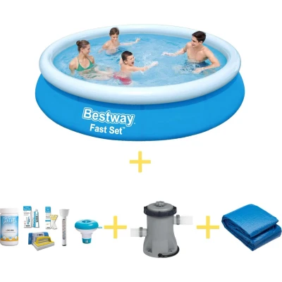 Afbeelding van Bestway Zwembad Fast Set 366 x 76 cm Inclusief WAYS Onderhoudspakket, Filterpomp &amp; Grondzeil