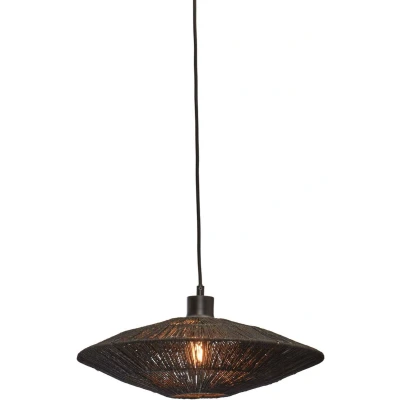 Afbeelding van Good&amp;Mojo Hanglamp Iguazu Jute Schijf Small Zwart 40x40x12cm