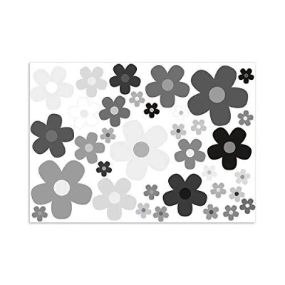 Afbeelding van Flower Power Stickerset, bloemen, grijs, voor scooter, fiets, notebook, laptop, mobiele telefoon, autosticker, weerbestendig, kfz_244