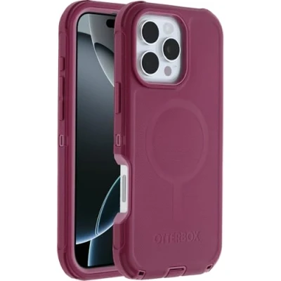 Afbeelding van OtterBox Defender Series MagSafe Hoes voor iPhone 16 Pro Max, schokbestendig, valbestendig, ultrastevig, beschermende hoes, 7x getest volgens militaire standaard, Rood