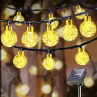 Afbeelding van LQWELL® Solar Fairy Lights Voor Buitentuin, Chain Light Crystal Balls 30LED 8M 26FT IP65 8 Modi Buiten/Binnen Tuin Patio Balkonraam (Warm Wit)