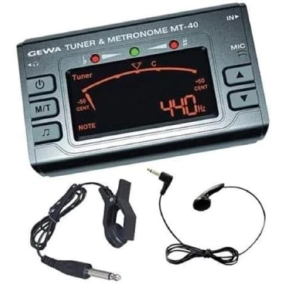 Afbeelding van GEWA Tuner/Metronoom MT 40 chromatische tuning, gitaar, bas, viool, ukelele.Inclusief in ear hoofdtelefoon