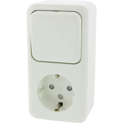 Afbeelding van Stopcontact met schakelaar Q link (Opbouw, Randaarde, Wissel, Wit)
