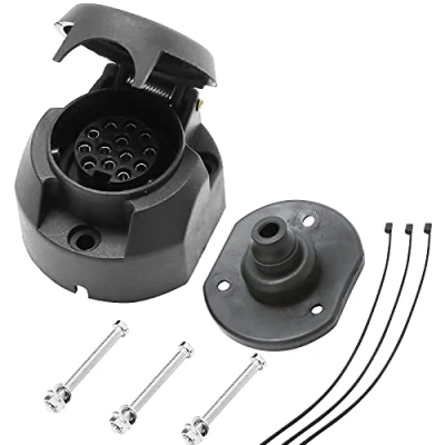Afbeelding van AGRISHOP 12 V 13 polige aanhangerstopcontact, hanger, weg, waterdicht stopcontact, polig, trekhaak, vrouwelijke houder, bout, moer, rubber, waterdichte afdichting voor camper, caravan, tractor,