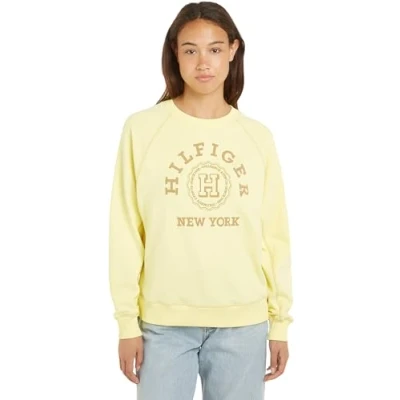 Afbeelding van Tommy Hilfiger Dames REG VARSITY RAGLAN SWEATSHIRT Geel Tulp XL, Gele Tulp, XL
