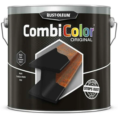 Afbeelding van rust oleum combicolor mat zwart 2.5 ltr