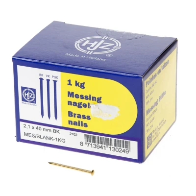 Afbeelding van Hjz Messing nagels bombe kop 2.1 x 40mm 1kg