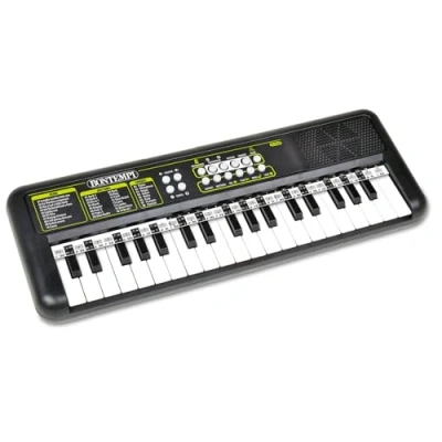 Afbeelding van Bontempi KeyRhythm digitaal toetsenbord met 37 toetsen, 1,5 cm staplengte hoofdtelefoonaansluiting, pentagramstrepen, metronoom en transposer, 42,4 x 15,2 4,7