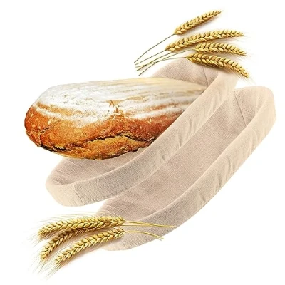 Afbeelding van Robin Goods® 2x ovaal bakkerslinnen linnendoek met elastische tailleband voor rijsmanden deegdoek (Bakkerslinnen 2 stuks)
