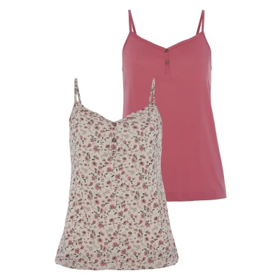 Afbeelding van Vivance 2PACK Spaghetti Top, Dames, Maat: 44/46, Bedruckt/beere uni