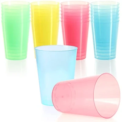 Afbeelding van COM FOUR® 24x herbruikbare drinkbekers voor feesten, kamperen en onderweg herbruikbaar vaatwasmachinebestendig kunststof glas [keuze varieert]