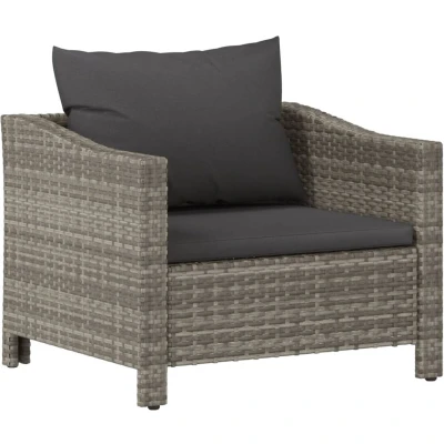 Afbeelding van Tuinstoel met kussens poly rattan grijs
