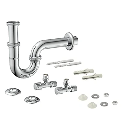 Afbeelding van Kirchhoff Sifon voor wastafelsifons, 1 1/4&quot; x 32 mm, met montage en 2x haakse kraan 98800104